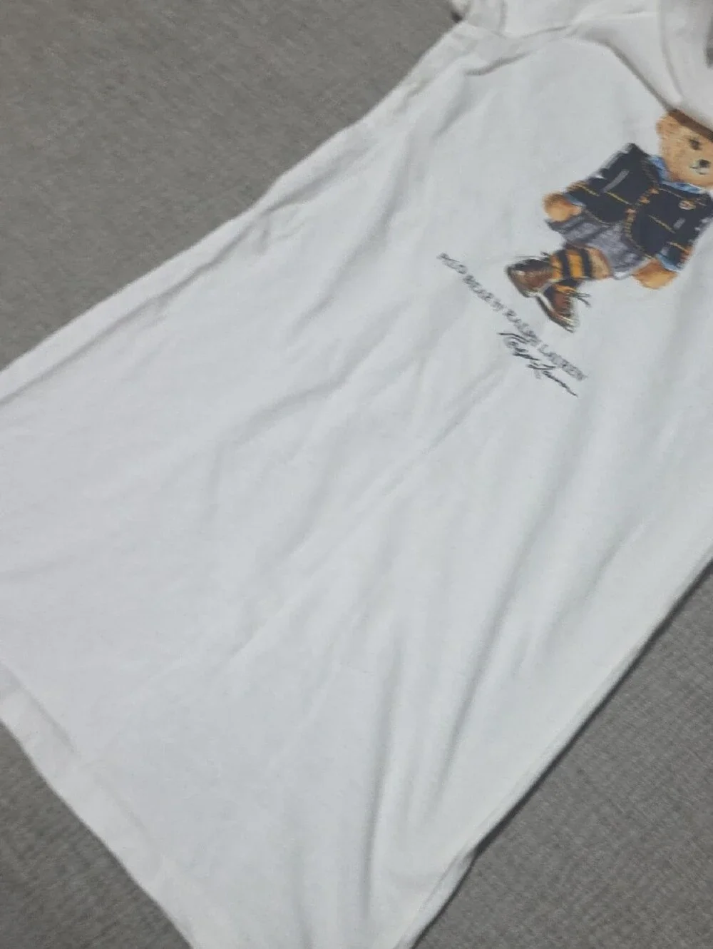 Ralph Lauren White Kids Polo Bear Tee Dress.
